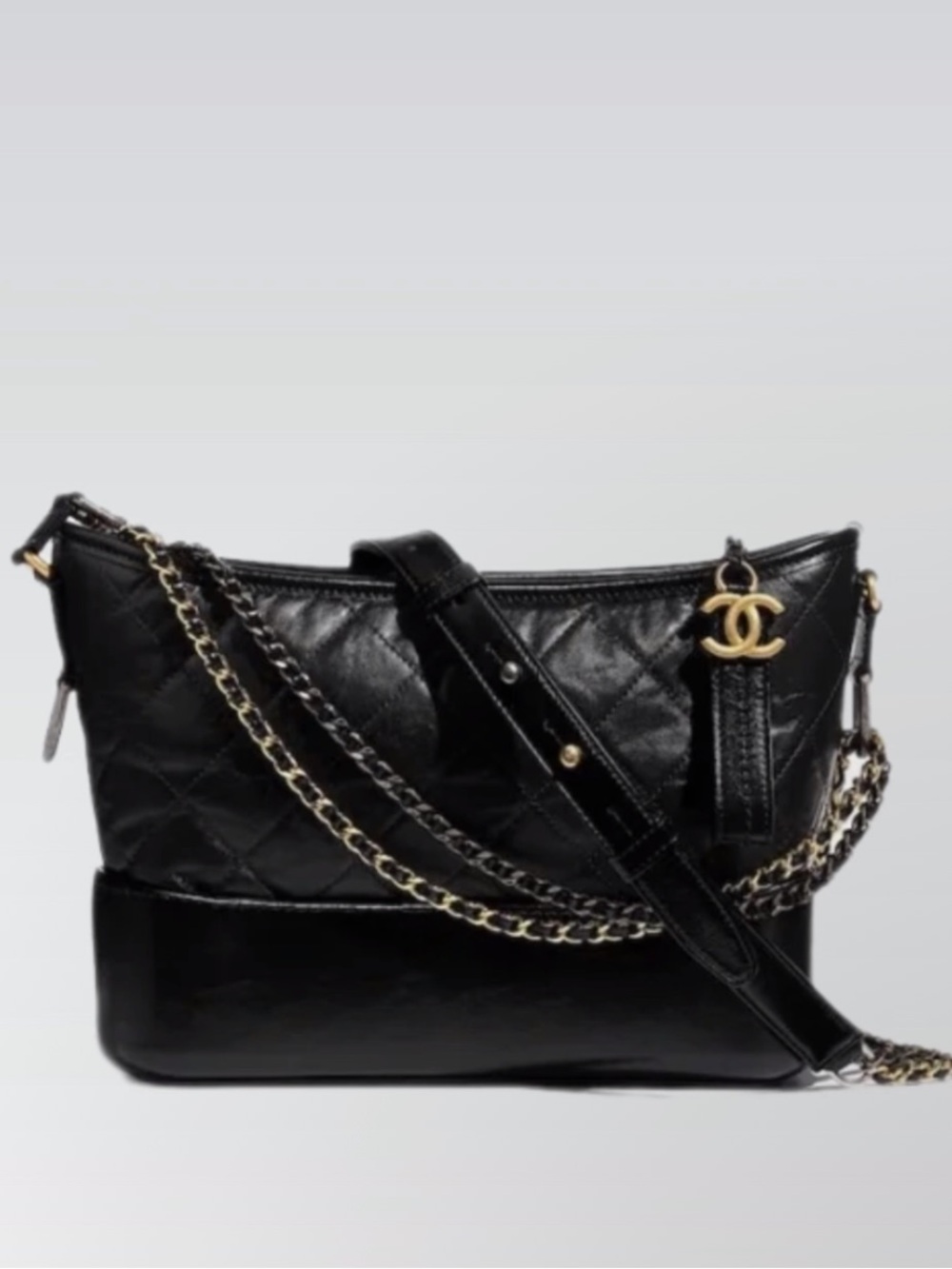 CHANEL Black Leather Gabrielle Hobo Shoulder & Crossbody Bag